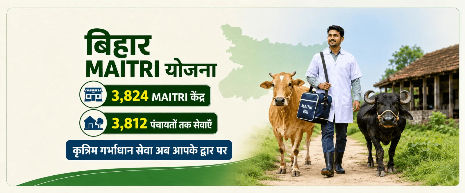 बिहार MAITRI योजना: 3,824 केंद्रों से पंचायत स्तर पर पशु सेवा